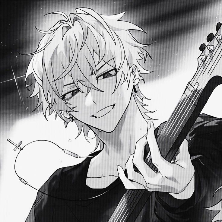 an anime character holding a guitar in his hand