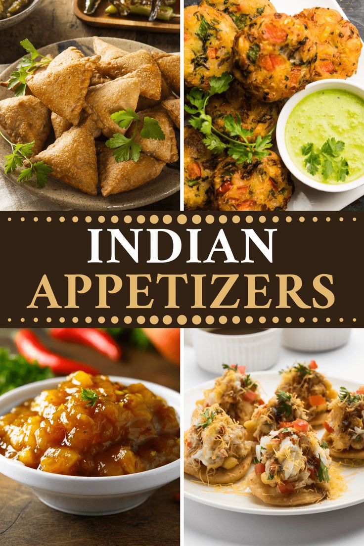 For starters that pack a punch, try these Indian appetizers at your next party. From corn fritters to samosas to chutney, these finger foods are bound to be a hit. Indian Starter Recipes, Indian Starters, Easy Indian Appetizers, Starters For Dinner, Vegetarian Finger Food, Dinner Party Starters, Veggie Kebabs, Indian Appetizers, Indian Dinner