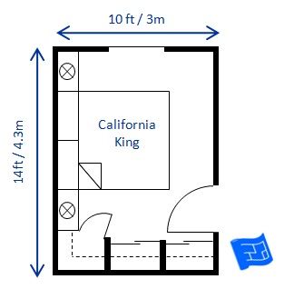 a floor plan for a bedroom with the measurements