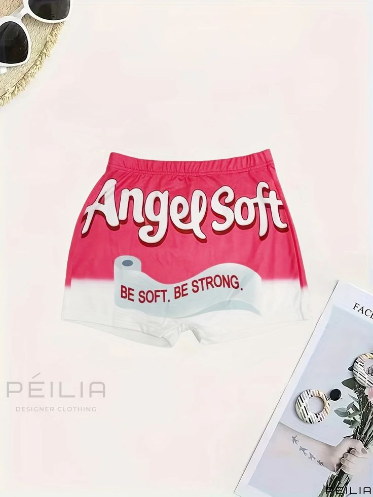 Peilia - Angelsoft Graphic Print Shorts for Women - Stylish and Flattering Summer Booty Shorts Summer Pajama Shorts With Letter Print, Letter Print Pajama Shorts For Summer, Summer Letter Print Pajama Shorts, High Waist Summer Bottoms With Letter Print, High Waist Bottoms With Letter Print For Summer, High-waist Bottoms With Letter Print For Summer, Short Bottoms With Letter Print For Spring, Pink Letter Print Short Bottoms, Spring Short Bottoms With Letter Print