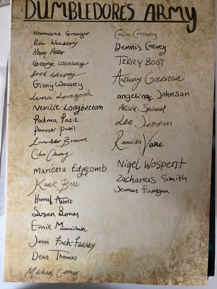 an old sheet of paper with writing on it that says dumbbles army and other names