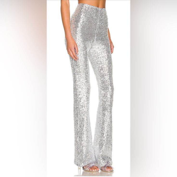 97% Poly, 3% Spandex Made In Usa Hand Wash Pull-On Styling With Elastic Waistband All-Over Sequin Fabric Item Not Sold As A Set 14" At The Knee Breaks To 20.5" / 52 Cm At The Leg Opening Revolve Style No. Only-Wp62 Manufacturer Style No. 21064 Party Full-length Leggings, Glamorous Stretch Full-length Pants, Glamorous Stretch Full Length Pants, Glamorous Full-length Stretch Pants, Glamorous Stretch Straight Bottoms, Glamorous Stretch Trousers, Glamorous Stretch Straight Pants, Fitted Leggings For Party, Stretch Full Length Bottoms For Party Season