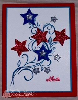 a card with red, white and blue stars on it