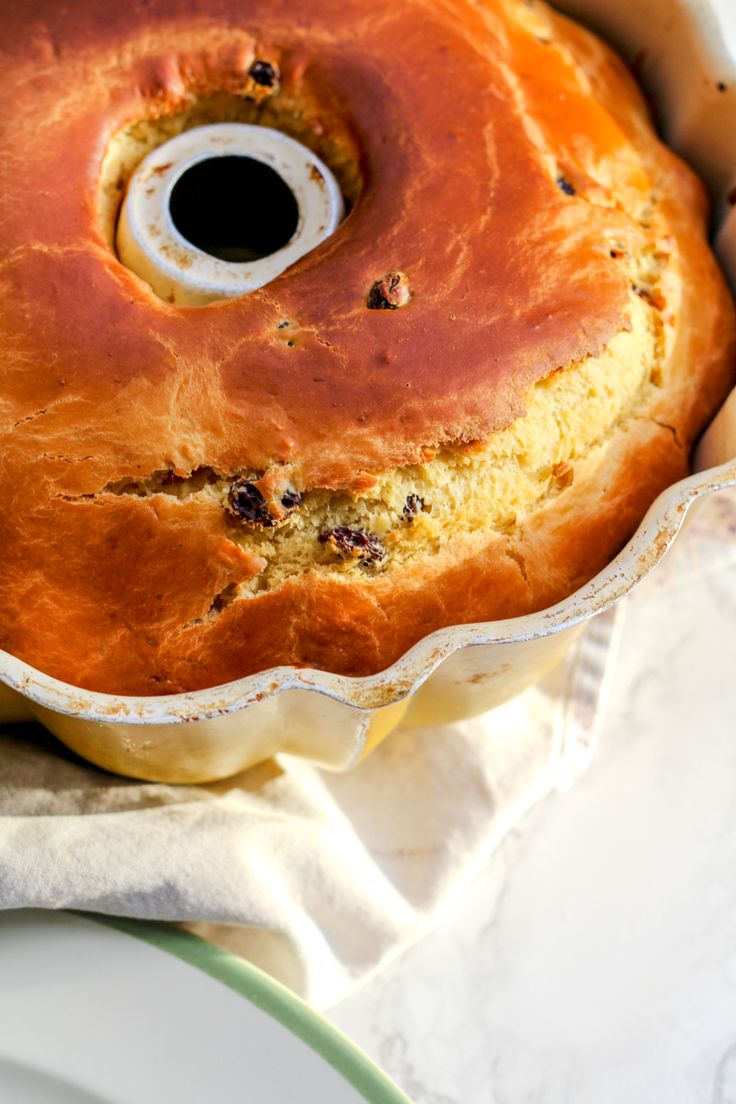 a bundt cake sitting on top of a white plate