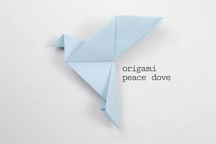 an origami bird with the words organic peace dove on it's side