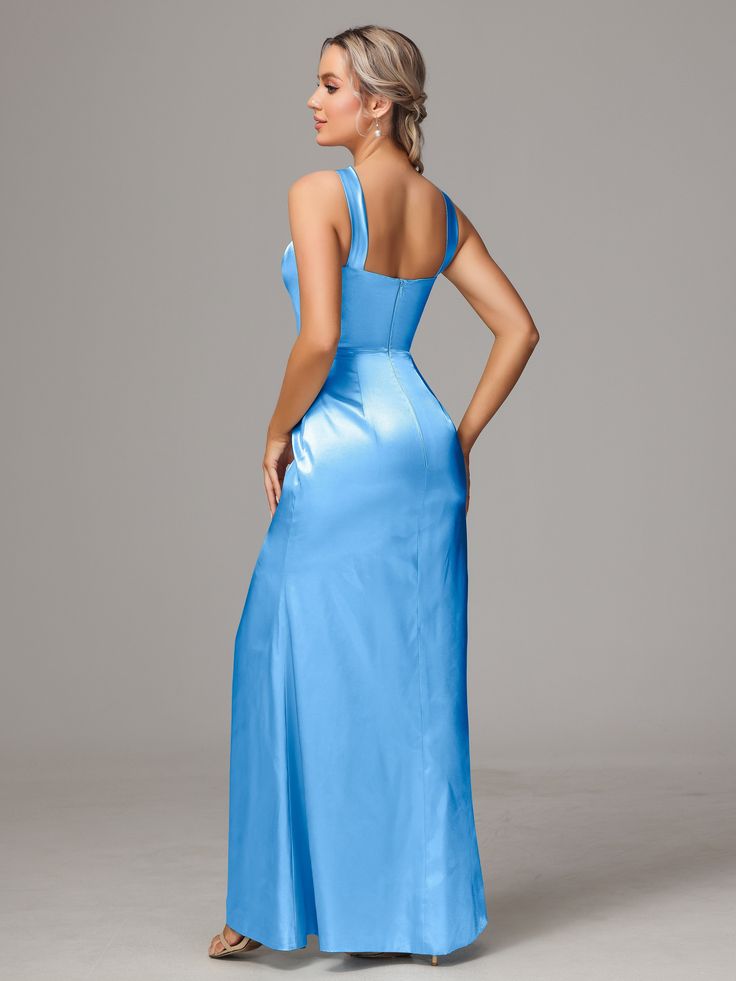 Halter Sleeveless Soft Satin Bridesmaid Dress Sleeveless Maxi Dress With Sweep Train For Wedding, Fitted Sleeveless Dress With Sweetheart Neckline For Prom, Sleeveless Satin Bridesmaid Gown, Sleeveless Fitted Bodice Dress For Prom, Satin Sleeveless Dress With Fitted Bodice, Sleeveless Dresses With Corset Back For Prom, Satin Bridesmaid Dress With Ruched Fitted Bodice, Sleeveless Bridesmaid Dress For Wedding, Wedding Sleeveless Dress With Spaghetti Straps And Fitted Bodice