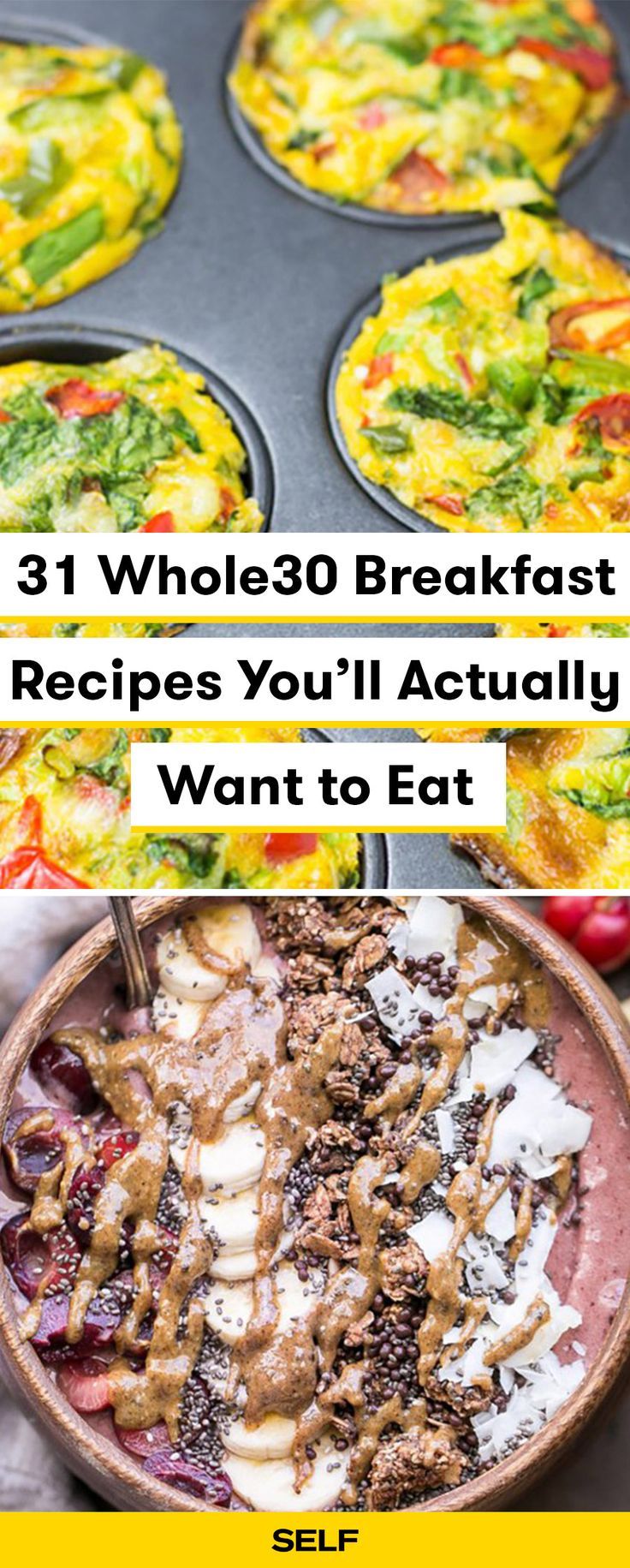 three different pictures with the words 31 whole 30 breakfast recipes you'll actually want to eat