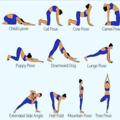 a woman doing different yoga poses for her body