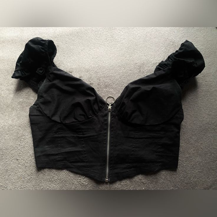 Selling This Black Crop Top, Doesn’t Fit My Chest Area Rip <\3 - Never Worn - Message Me For Questions! Black Cropped Ruffle Crop Top, Black Ruffled Crop Top, Trendy Black Crop Top With Ruffles, Trendy Black Ruffled Crop Top, Edgy Fitted Top With Ruffles, Edgy Fitted Ruffle Tops, Black Ruffled Crop Top For Night Out, Edgy Fitted Ruffled Tops, Black Ruffled Crop Top For Spring