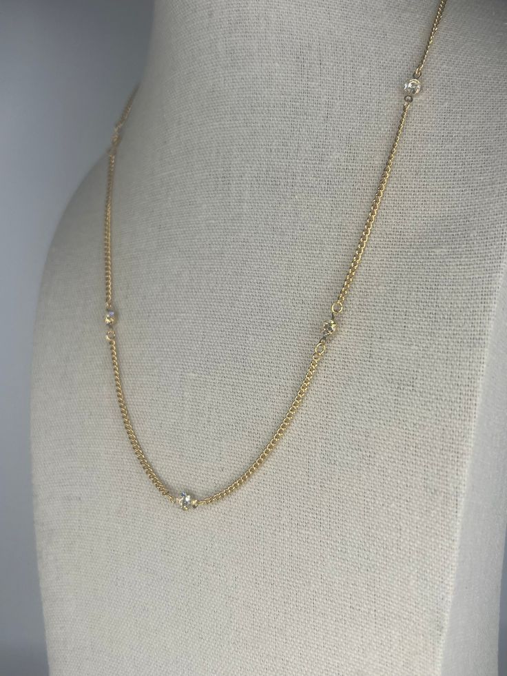 + gold chain necklace with three diamonds Diamond White Curb Chain Necklace For Gift, Diamond White Necklace With Curb Chain For Gift, Classic Diamond Chain Necklace With Delicate Chain, Diamond Accented Chain Link Necklace For Gift, Gift Chain Link Necklace With Diamond Accents, Classic Gold Chain Necklace With Diamond Accents, Elegant Diamond White Curb Chain Jewelry, Gold Necklaces With Diamond Accents For Everyday, Everyday Gold Necklaces With Diamond Accents