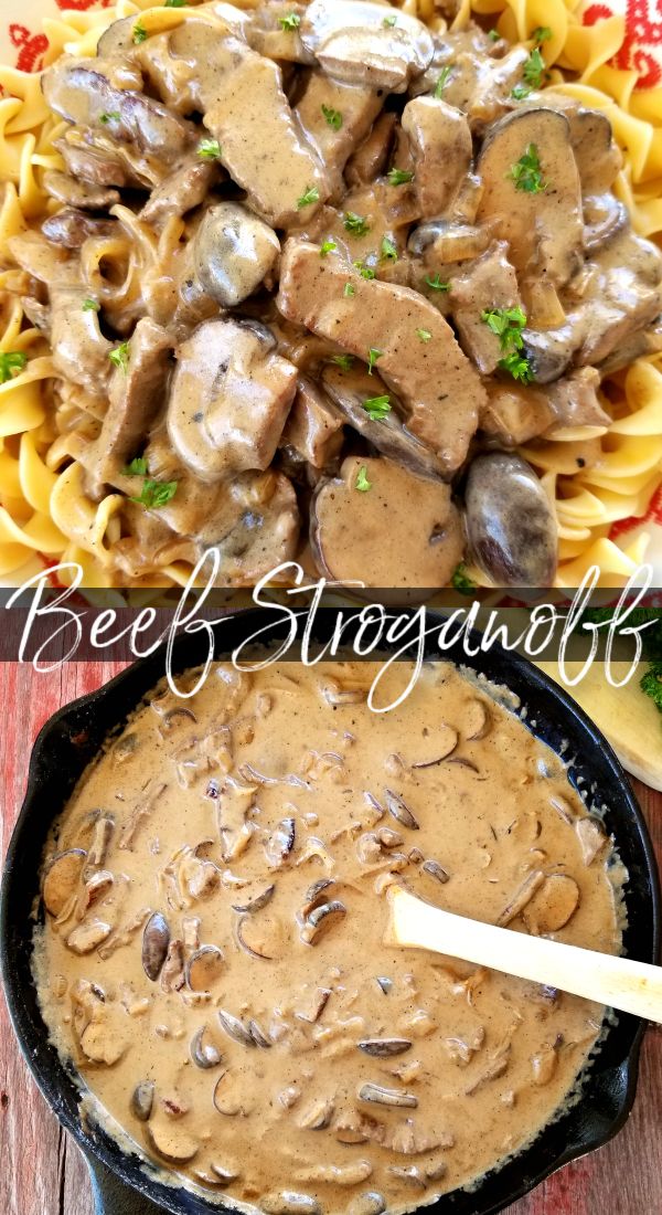 An easy-to-follow recipe for classic Beef Stroganoff with tender strips of steak, sliced mushrooms and sauteed onions in a velvety sauce made with real sour cream. Beef And Noodles With Sour Cream, Cube Steak Beef Stroganoff, Beef Stroganoff With Sour Cream Easy, Beef Stroganoff With Cream Of Mushroom Soup And Sour Cream, Beef Stroganoff Classic, Classic Stroganoff Recipe, Beef Stroganoff Russian Style, Stragonoff Recipe Steak, Cream Of Mushroom Beef Stroganoff