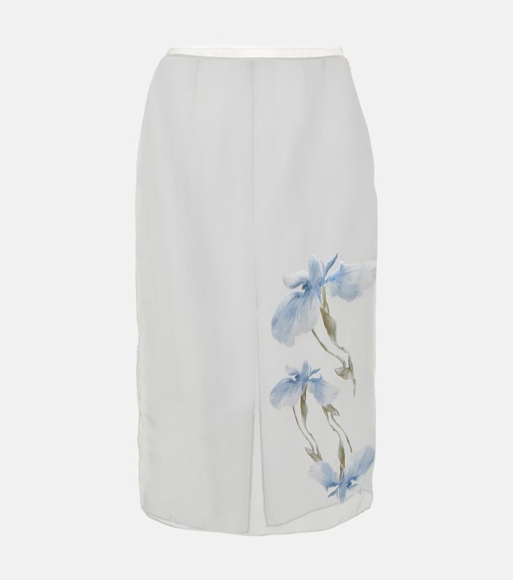 Floral dévoré satin midi skirt in white - Givenchy | Mytheresa Silk Asymmetrical Pleated Skirt, Asymmetrical Silk Pleated Skirt, Feminine Silk Skirt For Formal Occasions, Formal Feminine Silk Skirt, Relaxed Silk Midi Pencil Skirt, Spring Silk Long Pencil Skirt, Spring Silk Pencil Long Skirt, Chic Silk Lined Pencil Skirt, Silk Long Pencil Skirt For Spring