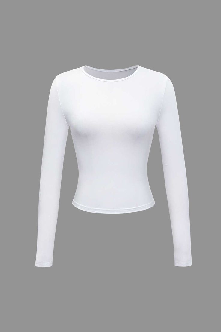 White Long Sleeve Fitted Top, Slim Long Sleeve Shirt, White Fitted Top Outfit, Long Sleeve Basic Top, White Long Sleeved Top, Simple White Top, Long Sleeve Basics, Slim Fit Long Sleeve Top, Long Sleeve White Top Outfits