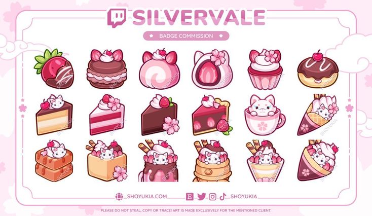 a bunch of different kinds of cakes and cupcakes on a white background with the words silvervale above it