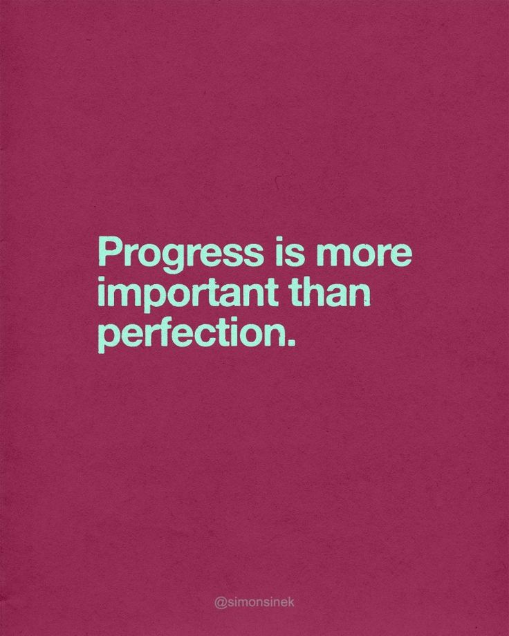 a pink background with the words progress is more important than perfectionion, on it