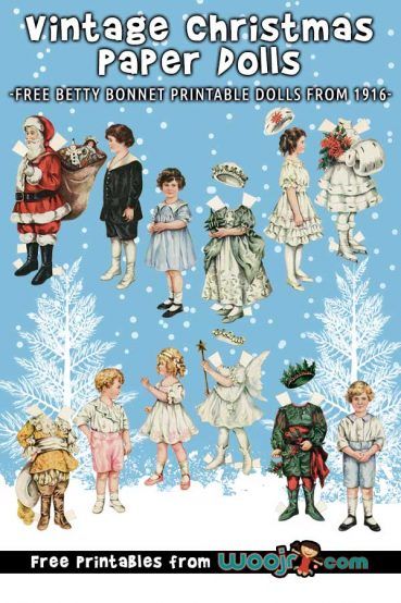 vintage christmas paper dolls from the early 1900's