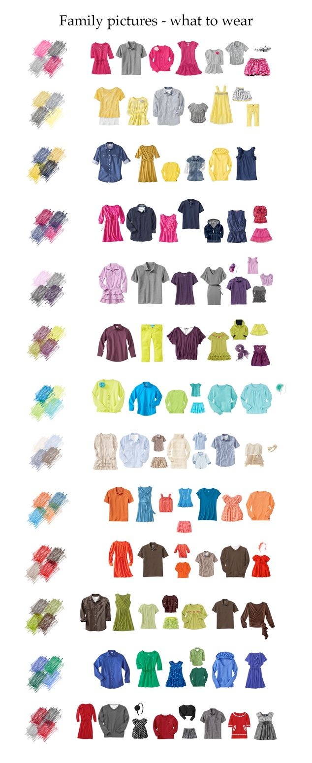 an image of different colored shirts and pants on the same page, each with different colors