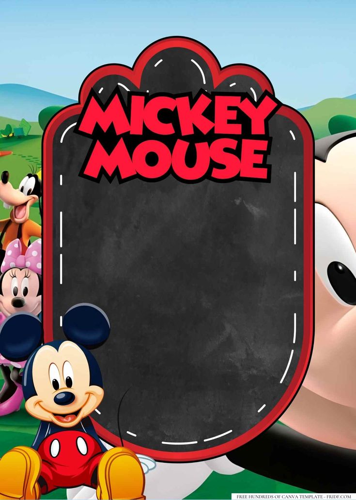 the mickey mouse movie poster is shown in front of an image of several cartoon characters