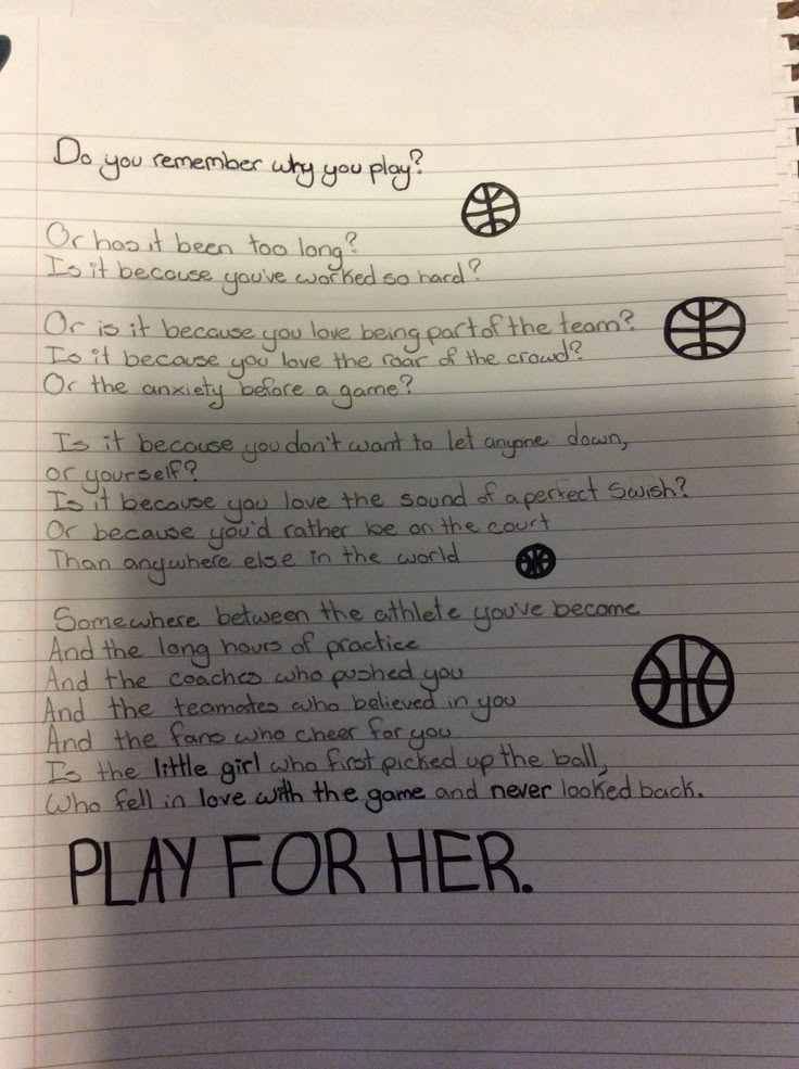 a piece of paper with writing on it that says, do you remember why play for her?