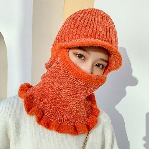 Orange Winter Balaclava Face Cover (Cute) Warm Solid Balaclava For Winter, Warm Balaclava Mask For Winter, Warm Balaclava For Winter, Winter Balaclava Mask, Solid Winter Balaclava Mask, Solid Color Balaclava For Winter, Winter Hooded Balaclava, Hooded Winter Balaclava, Knitted Balaclava For Outdoor Use