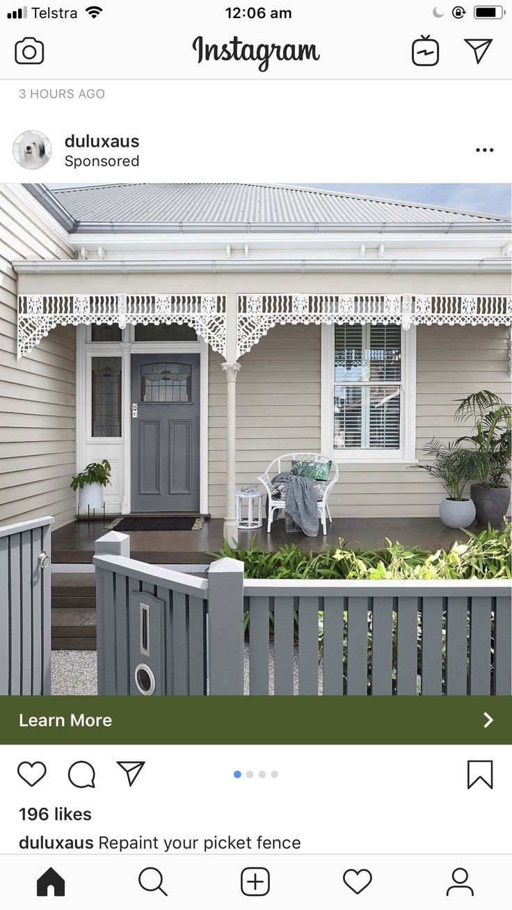 the instagram page shows an image of a house with a porch and front door