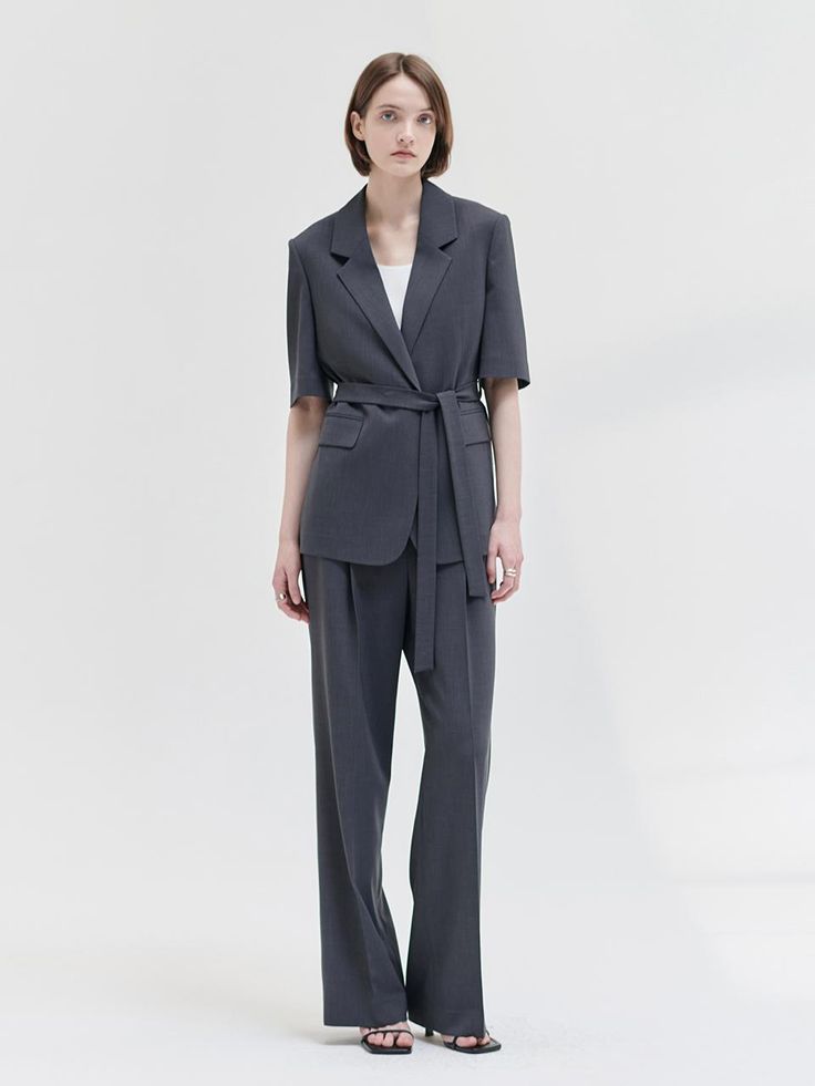 This is a trendy and feminine jacket by NILBY P that is made out of high quality and sturdy material. With distinctive mood of the design and comfortable wear, you can style it for your casual daily outfit.- Set up with matching pants- Flap pockets on the front- Feminine and modern mood Lapel Collar Pantsuit With Pockets For Work, Modern Outerwear For Workwear With Relaxed Fit, Modern Relaxed Fit Outerwear For Work, Versatile Office Outerwear With Notch Lapel, Modern Outerwear With Suit Collar And Patch Pockets, Office Wear Lapel Collar Pantsuit With Pockets, Chic Outerwear With Side Pockets For Work, Office Wear Pantsuit With Pockets And Lapel Collar, Office Wear Pantsuit With Lapel Collar And Pockets