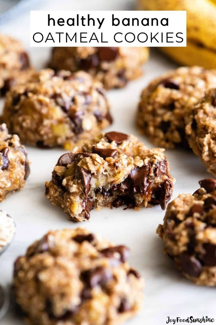 healthy banana oatmeal cookies with chocolate chips