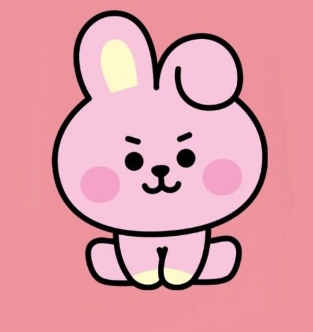 a cartoon bunny sitting on top of a pink background