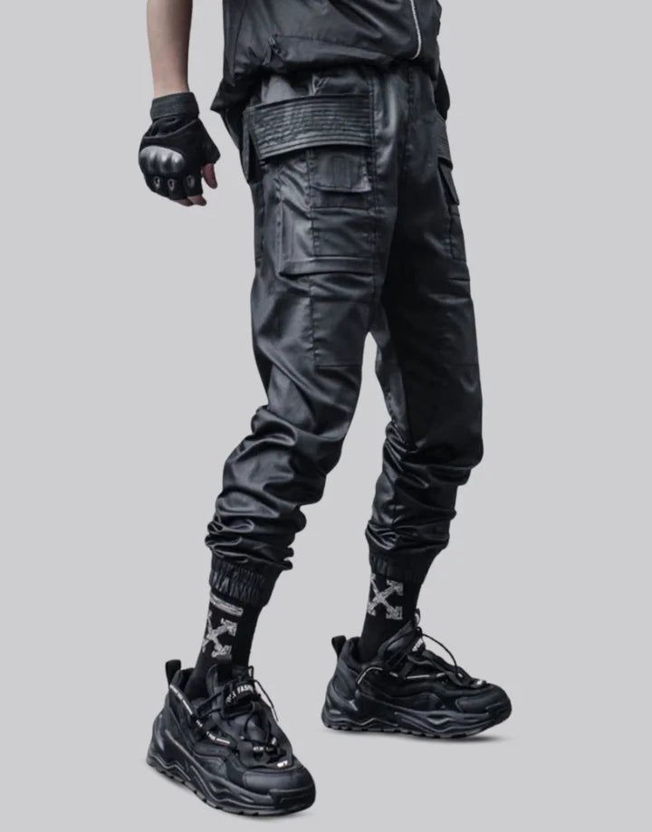 Multi Pocket Cargo Pants High-waisted Techwear Cargo Pants, Black Techwear Cargo Pants With Multiple Pockets, Techwear High-waisted Pants With Cargo Pockets, High-waist Techwear Cargo Pants For Streetwear, Techwear Wide-leg Bottoms With Cargo Pockets, Techwear Jacket, Techwear Pants, Pant Chains, Techwear Outfits