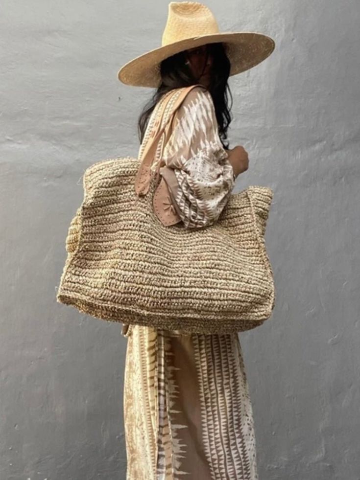 Casual style. Lightweight. Straw. Lined. Raffia natural fiber. Measurements are 50 cms. Length (19.68” inches) x 40 cms height (15.74” inches) x 15 cms width (5.9” inches). Color may be lighter or darker depending of the device it is displayed. Beach Vacation Style, Inch Bag, Oversized Bag, Straw Tote Bag, Details Pictures, Raffia Bag, Woven Raffia, Straw Tote, Word Wrap