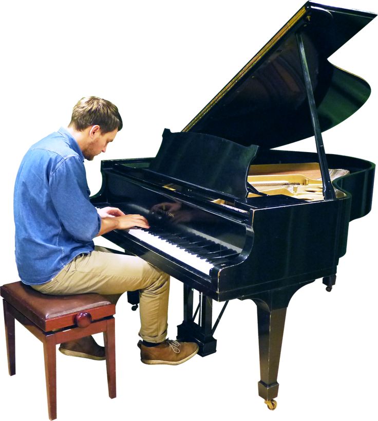 a man sitting at a piano playing the piano