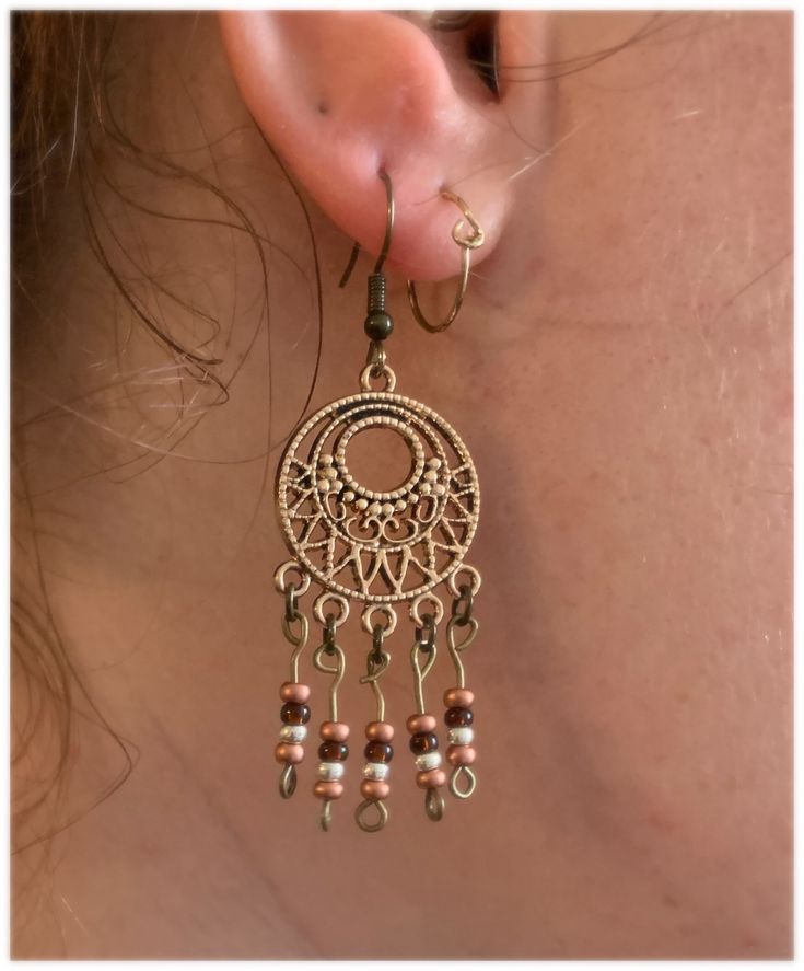 Rustic handmade earrings with beaded attachments Copper Chandelier, Chandelier Earrings, Handmade Earrings, Boho Jewelry, Etsy Earrings, Jewelry Earrings, Copper, United States, Drop Earrings