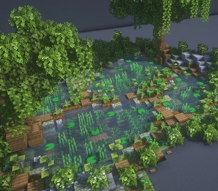 Minecraft Waterfall Aesthetic, Minecraft Sea Pickle Farm, Minecraft Lush Garden, Mincraft Idea Houses Swamp, Lake Design Minecraft, Minecraft Fishing Pond Ideas, Indoor Pond Minecraft, Mangrove Palette Minecraft, Tropical Village Minecraft