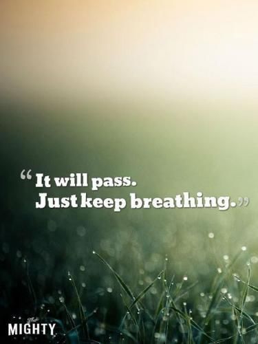 a grass field with the words it will pass just keep breathing