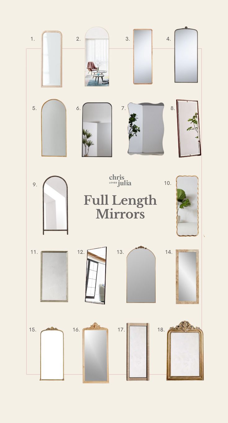 the full length mirrors are arranged in different shapes and sizes, including one for each mirror