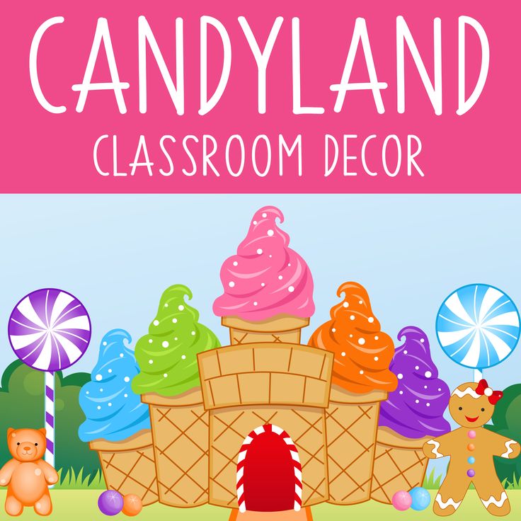 the candy land classroom decor is featured with teddy bears and ice creams on it