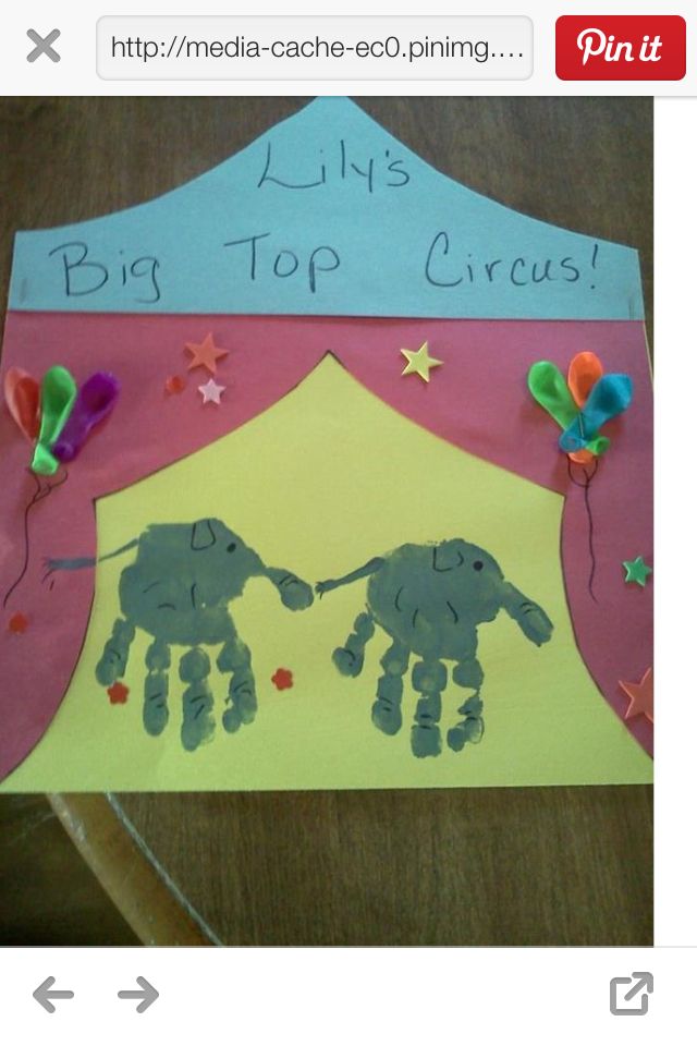 a paper cutout of two elephants holding hands in front of a circus tent with stars and balloons