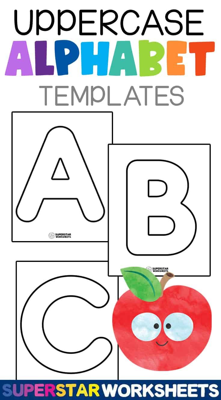 the uppercase alphabet worksheet with an apple