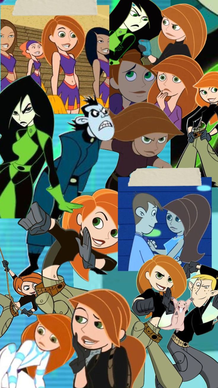 many different cartoon characters are grouped together in this collage, with one being an orange haired woman