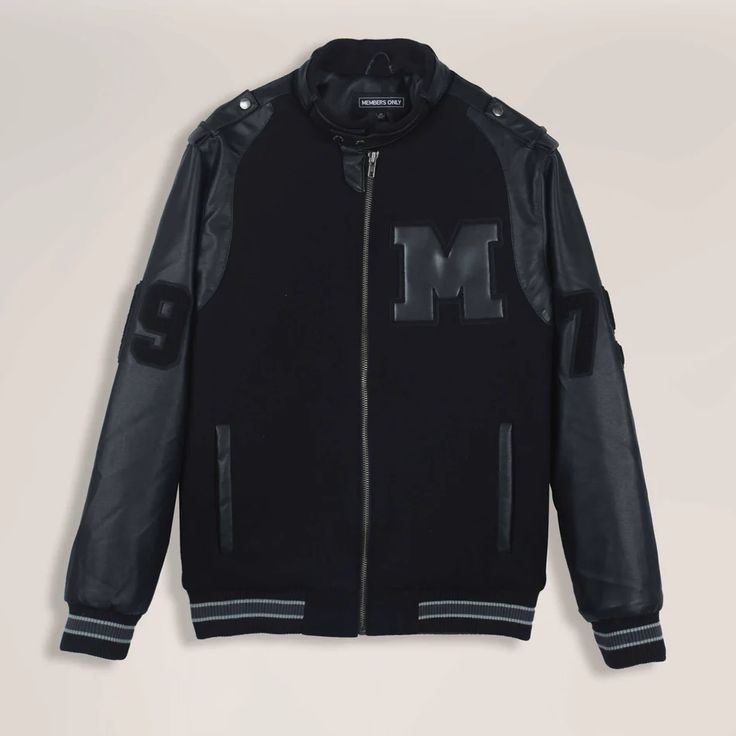 Men's Varsity Jacket – Members Only® Oversized Varsity Jacket, Shoulder Epaulettes, Varsity Jacket Men, Leather Sleeves, Members Only, Boys Coat, New Edition, Leather Sleeve, Diamond Quilt