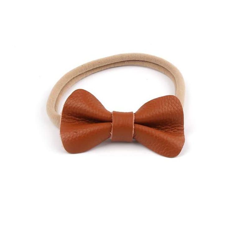 Individual brown leather bow headband, sold each Adjustable Brown Bow Tie For Party, Bow Tie Headband As A Gift, Adjustable Bow Headband Gift, Adjustable Bow Headband As Gift, Headband With Bow Tie As A Gift, Elegant Brown Adjustable Bow Tie, Adjustable Red Bow Hair Accessory Gift, Adjustable Red Bow Hair Accessories For Gift, Adjustable Bow Tie Hair Accessories For Gift