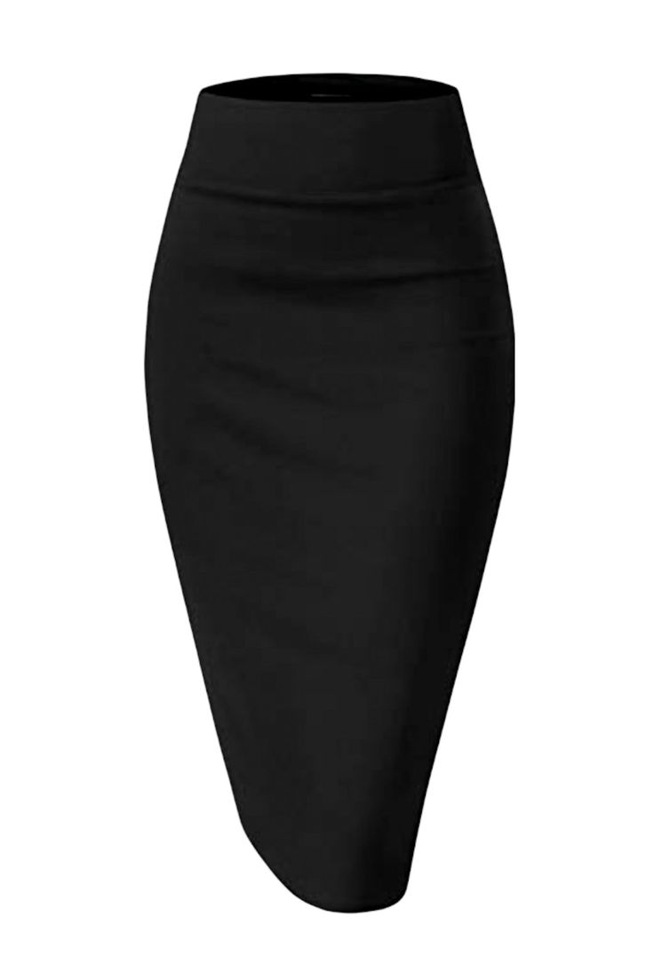 Glow Fashion Boutique Black Pencil Skirt Elegant Non-stretch Office Skirt, Elegant Non-stretch Skirt For Office, Elegant Non-stretch Skirt For Formal Occasions, Non-stretch Lined Office Skirt, Flattering Fitted Midi-length Skirt, Non-stretch Elegant Mini Skirt For Workwear, Elegant Non-stretch Mini Skirt For Work, Elegant Non-stretch Knee-length Bottoms, Sleek Stretch Pencil Skirt For Night Out