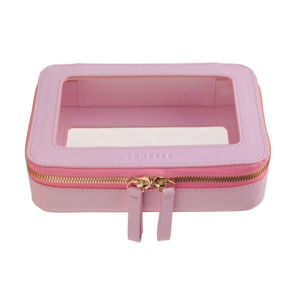 TRUFFLE - Clarity Jetset Case Rectangular Zipper Pouch Travel Case, Rectangular Cases With Zipper Closure For On-the-go, Travel Cosmetic And Toiletry Storage Rectangular Zipper Pouch, Rectangular Zipper Pouch Cases For Travel, Compact Travel Cases With Zipper Closure, Pink Rectangular Cosmetic Bag For Storage, Pink Rectangular Cosmetic Bag, Pink Zipper Closure Storage Case, Pink Storage Case With Zipper Closure