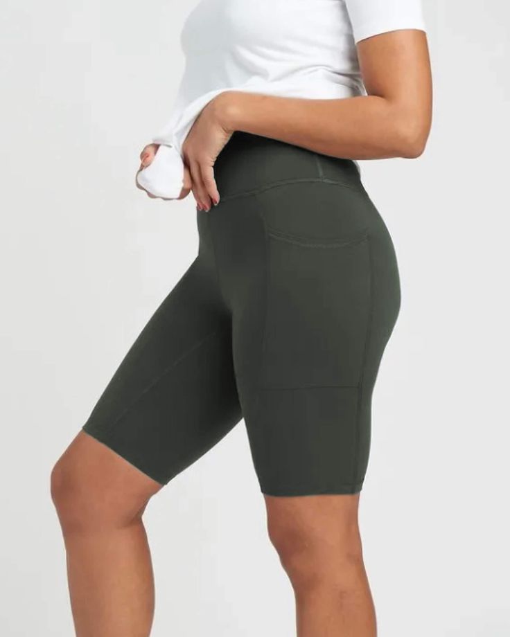 Next–to–Naked Bike Shorts - Ivy | Universal Standard Solid Athleisure Shorts In Recycled Polyester, Athleisure Recycled Polyester Shorts, Solid Color Athleisure Shorts In Recycled Polyester, Recycled Polyester Activewear With Built-in Shorts For Training, Versatile High Stretch Biker Shorts, Sporty Compressive Activewear With Comfort Waistband, Versatile High-stretch Mid-thigh Biker Shorts, Athleisure Activewear Shorts For Cycling, Sporty High-stretch Biker Shorts, Mid-thigh Length