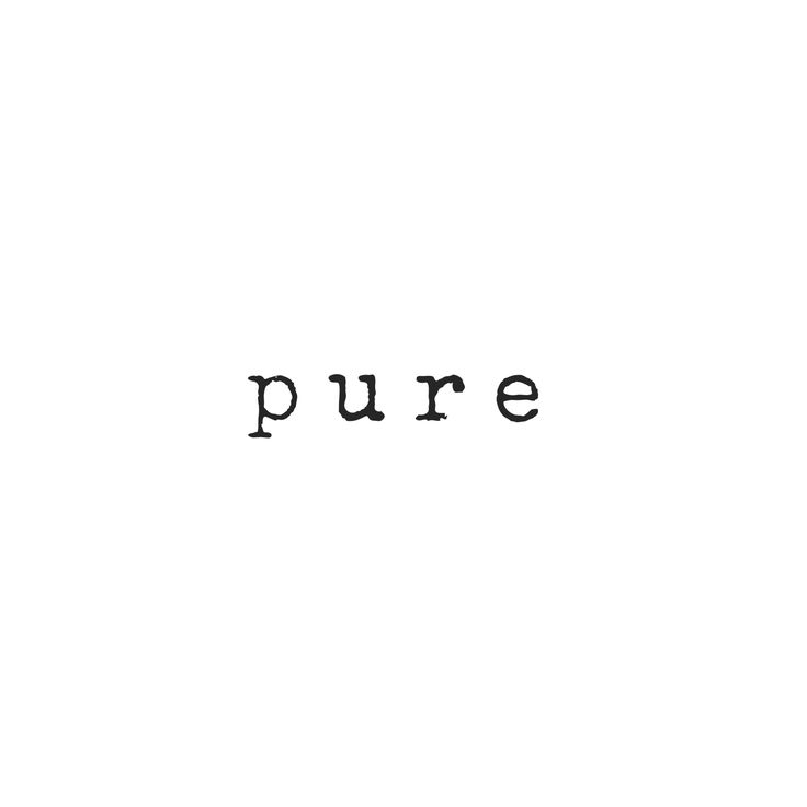 the word pure written in black ink on a white background