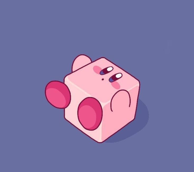 a pink cube with two eyes on it