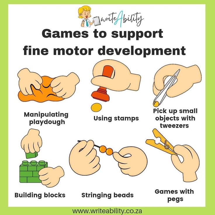 the game to support fine motor development for children with hands holding scissors and playing blocks