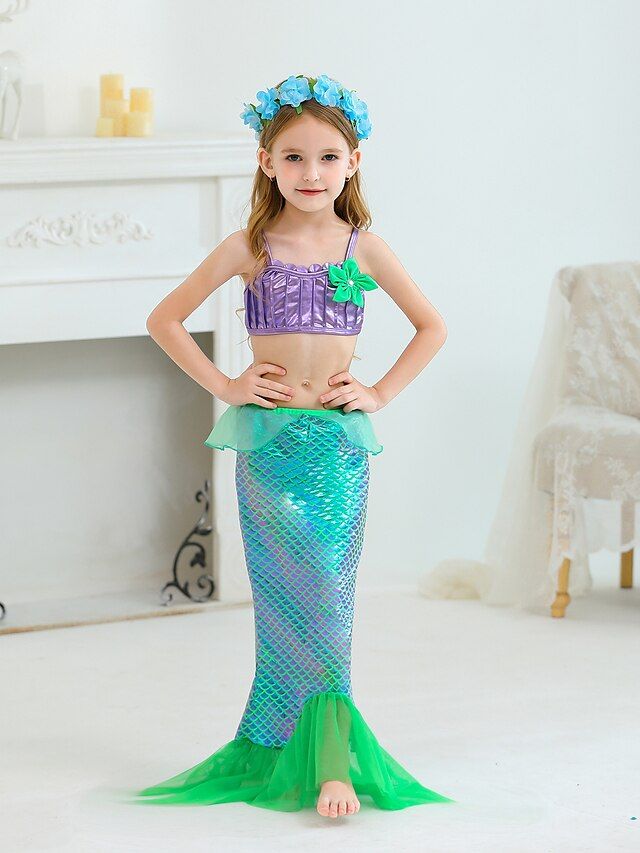 Kids Girls' Dress Mermaid Sleeveless Party Special Occasion Backless Cute Princess Polyester Maxi Sheath Dress Tulle Dress Summer Spring 3-10 Years Green 2024 - CAD $51.99 Mermaid Fancy Dress, Little Mermaid Outfit, Mermaid Birthday Outfit, Party Dress Inspiration, Silver Cocktail Dress, Toddler Party Dress, Fancy Dress Outfits, Mermaid Outfit, Fancy Costumes