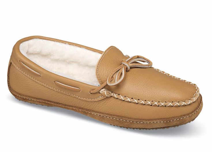 Tan Wool Pile Moccasin Slipper | Hitchcock Wide Shoes Moccasin Slipper, Moccasins Slippers, Wide Shoes, Driving Shoes, Seasonal Fashion, Shoe Style, Moccasins, Suede Leather, Boat Shoes