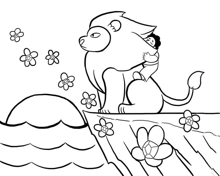 a black and white drawing of a dog on a surfboard in the ocean with flowers